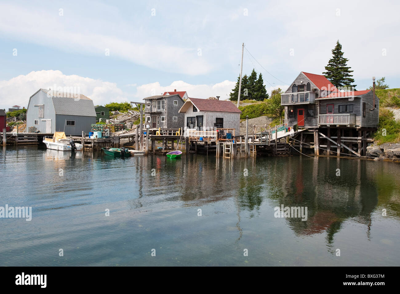 Nova Scotia, Canada. Fishing villages around Blue Rocks in Lunenburg Harbour. Stock Photo