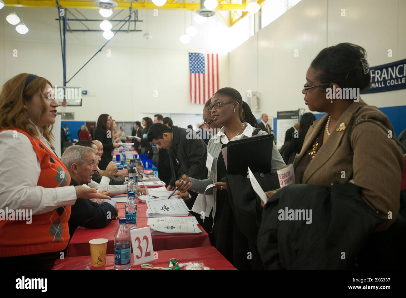 Job seekers attend a job fair in Brooklyn in New York Stock Photo