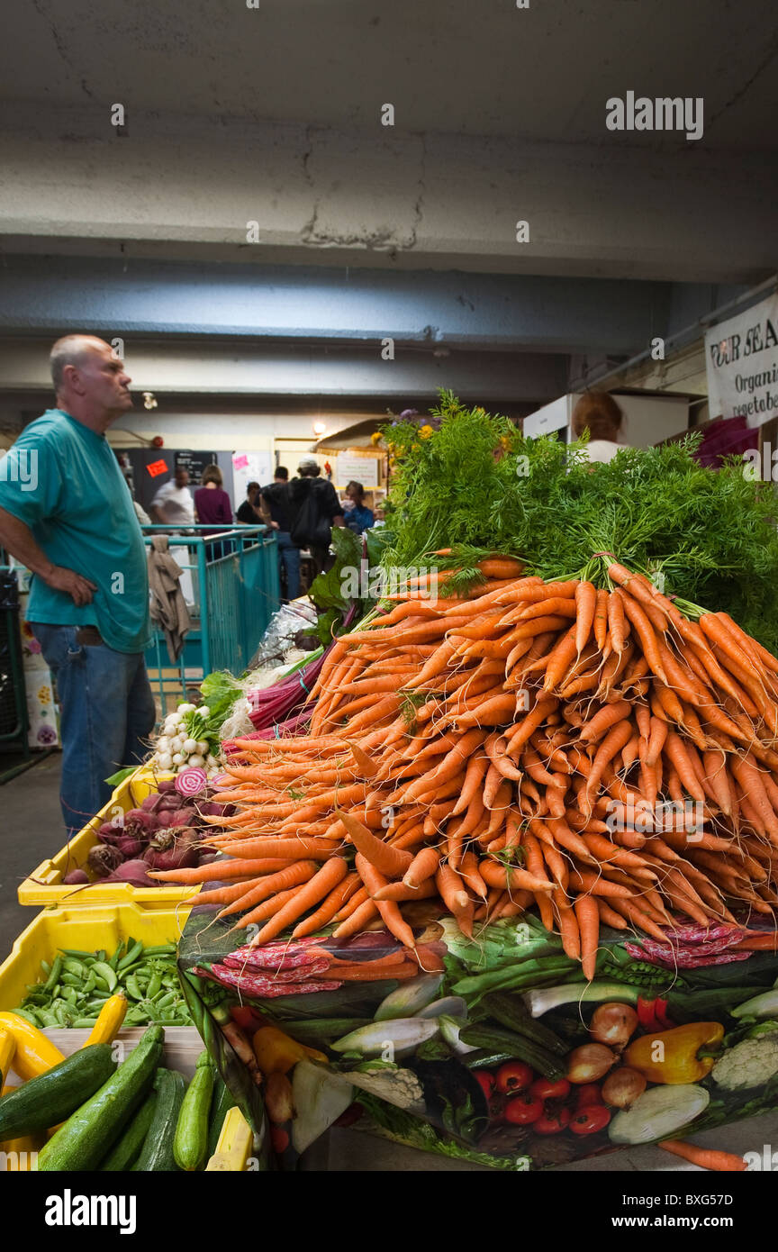 Nova Scotia, Canada. Fresh produce carrots at the Halifax Seafood