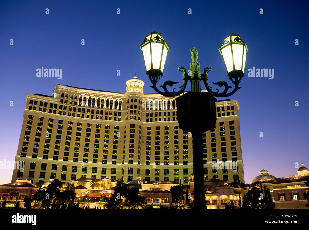 Exterior of the Bellagio Hotel & Casino on the Las Vegas Strip- Las Vegas (Nevada), USA. Stock Photo