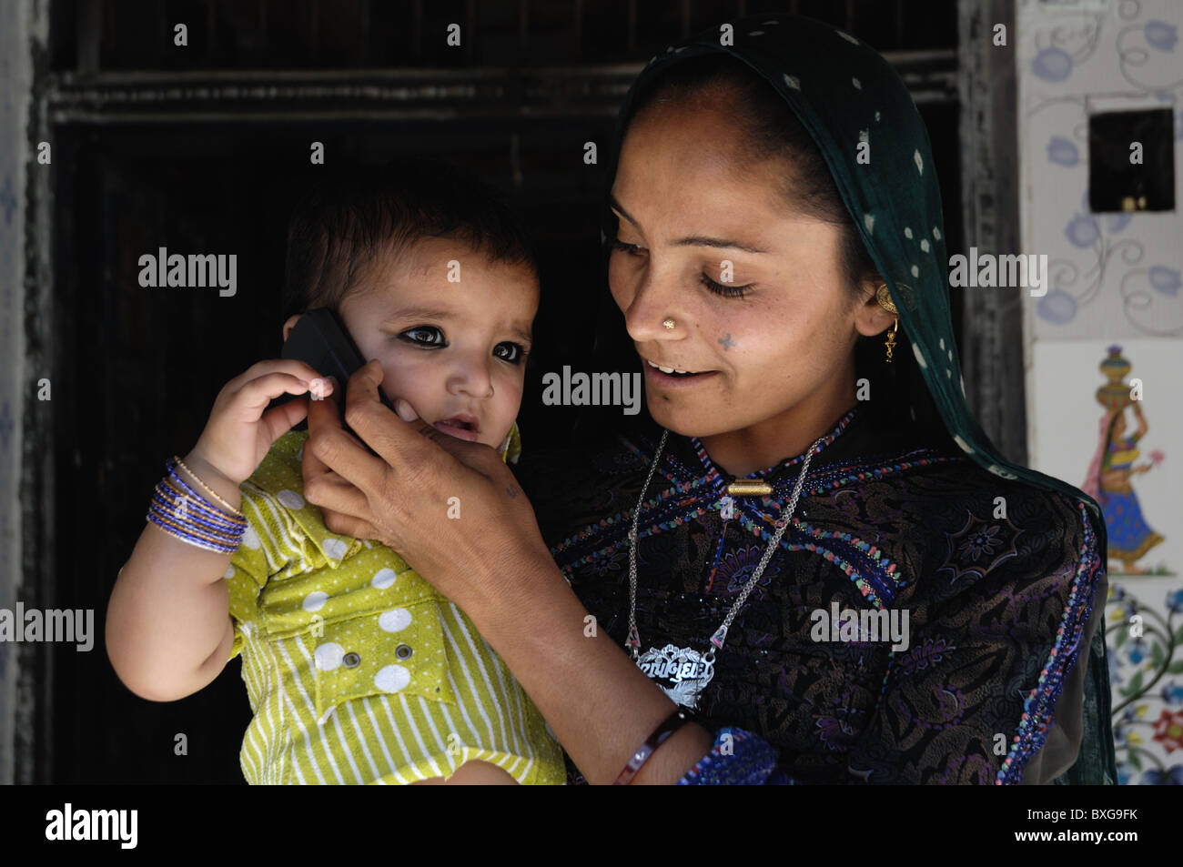Indian village women baby in hi-res stock photography and images - Alamy