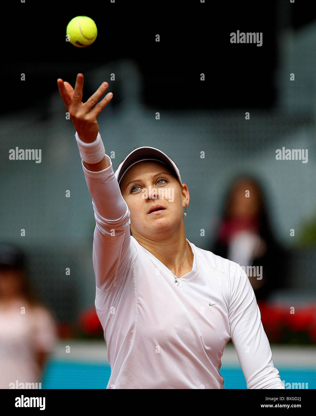 Lucie Safarova (CZE) in action against Nadia Petrova (RUS) Stock Photo