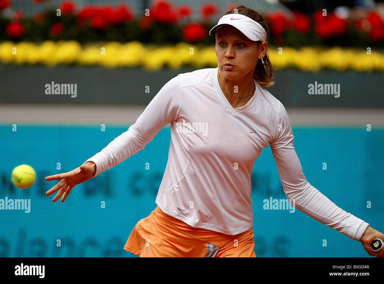 Lucie Safarova (CZE) in action against Nadia Petrova (RUS) Stock Photo