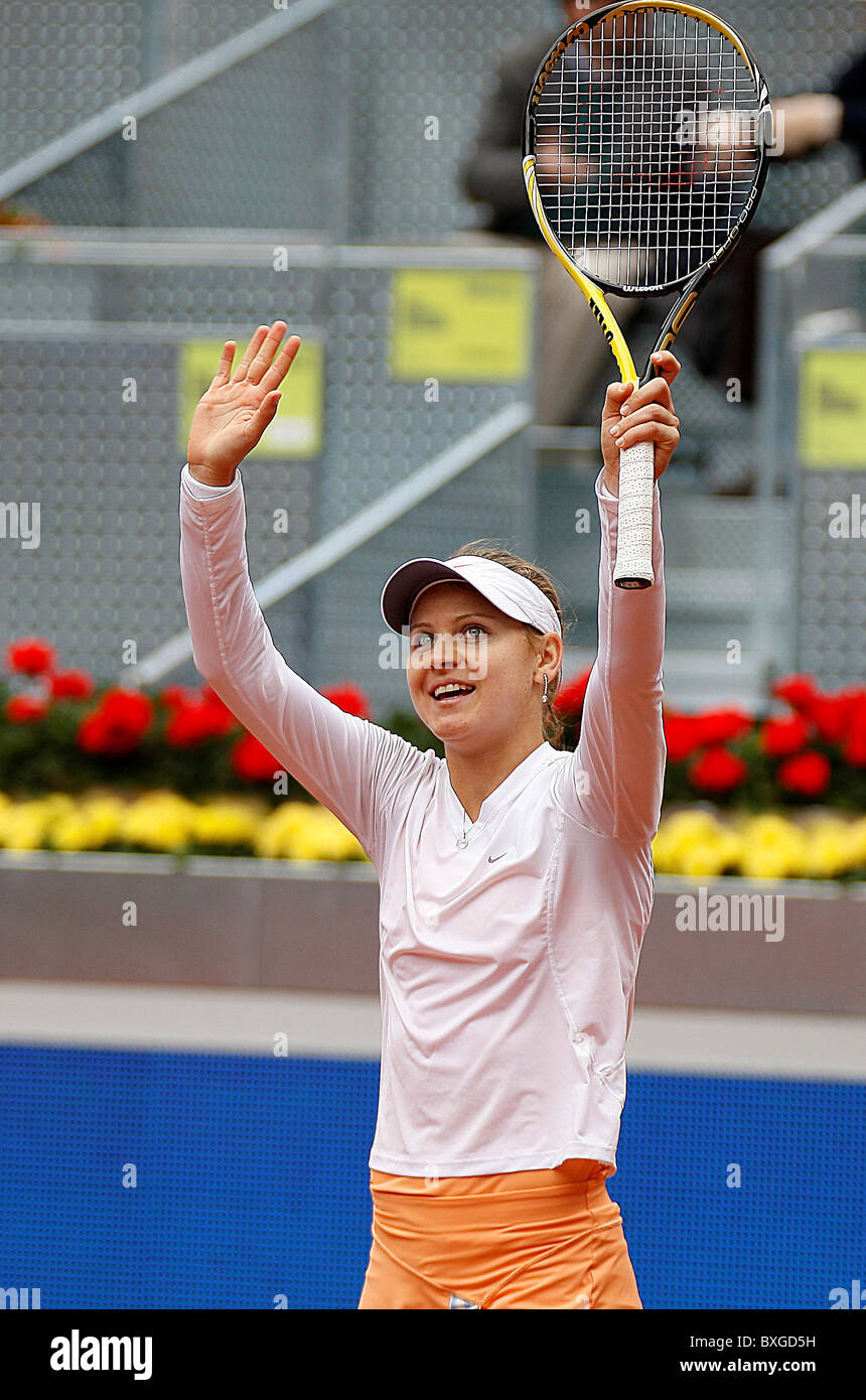 Lucie Safarova (CZE) in action against Nadia Petrova (RUS) Stock Photo