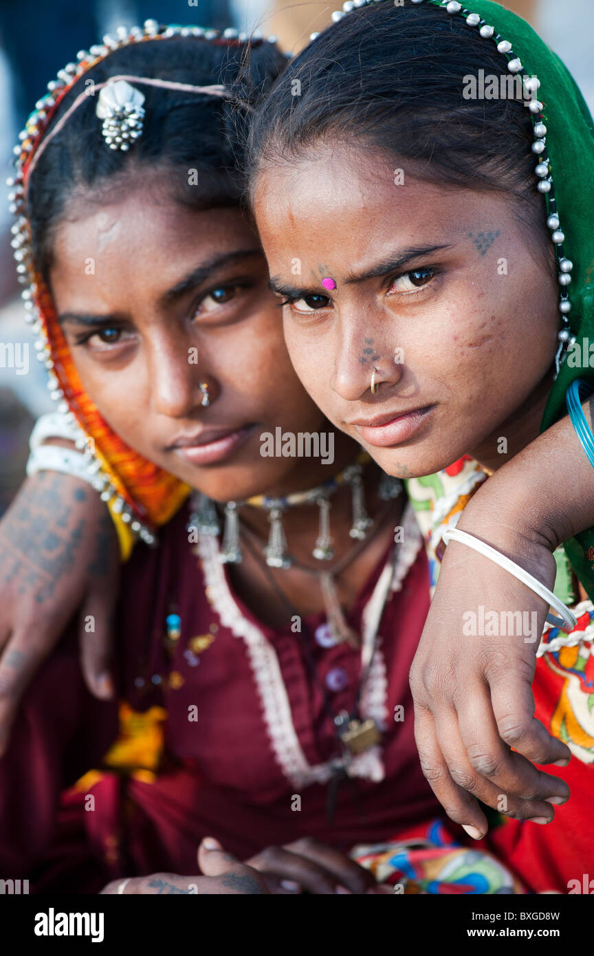 Gadia Lohar. Nomadic Rajasthan teenage girls. India's wandering blacksmiths. India Stock Photo