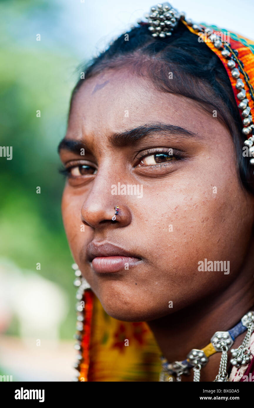 Gadia Lohar. Nomadic Rajasthan teenage girl. India's wandering blacksmiths. India Stock Photo