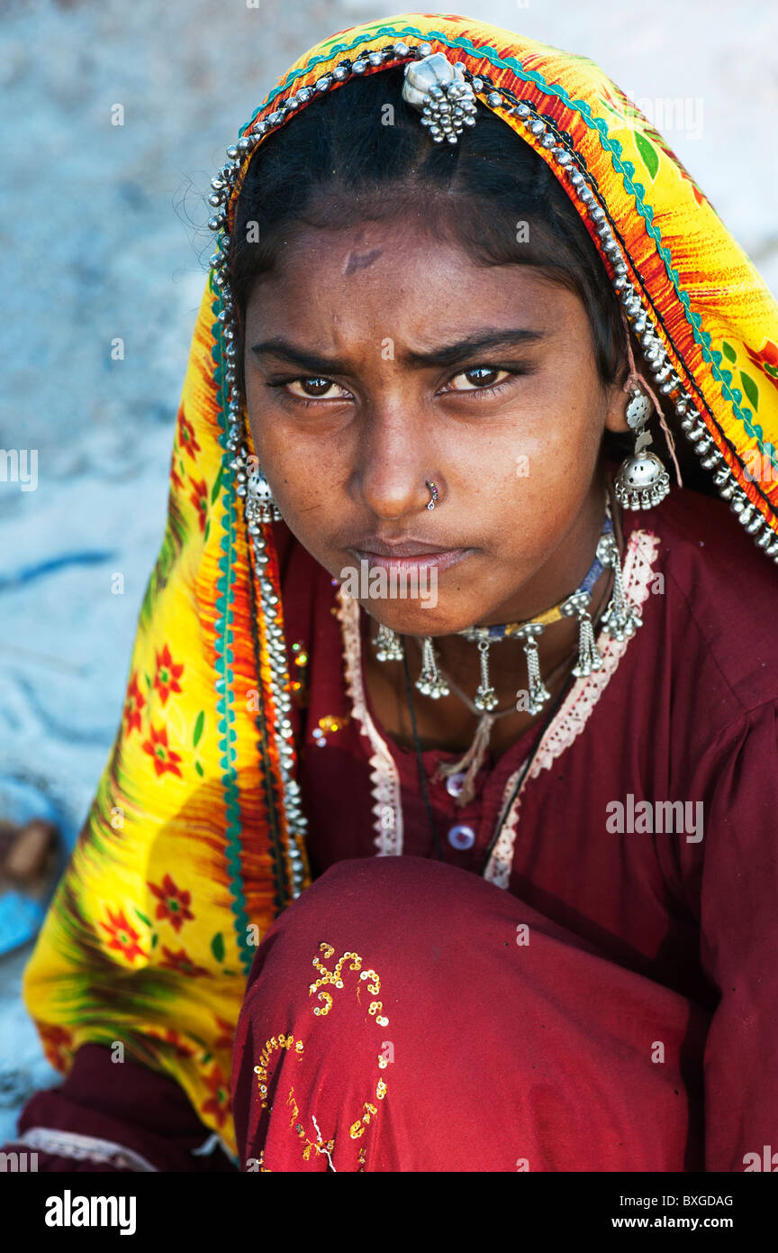 Gadia Lohar. Nomadic Rajasthan teenage girl. India's wandering blacksmiths. India Stock Photo