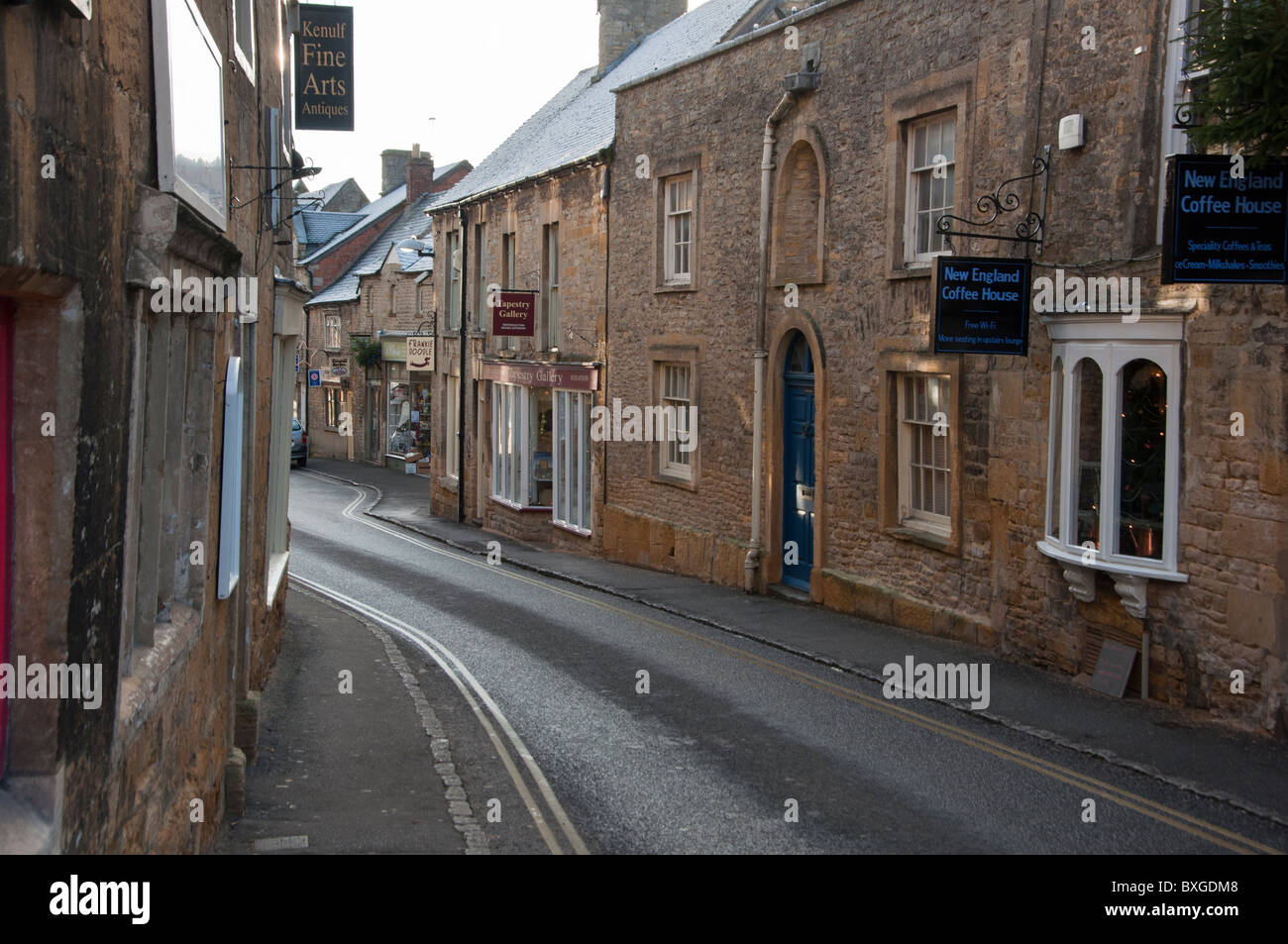 Shops in the Cotswold village of Stow on the wold, Gloucestershire, England Stock Photo