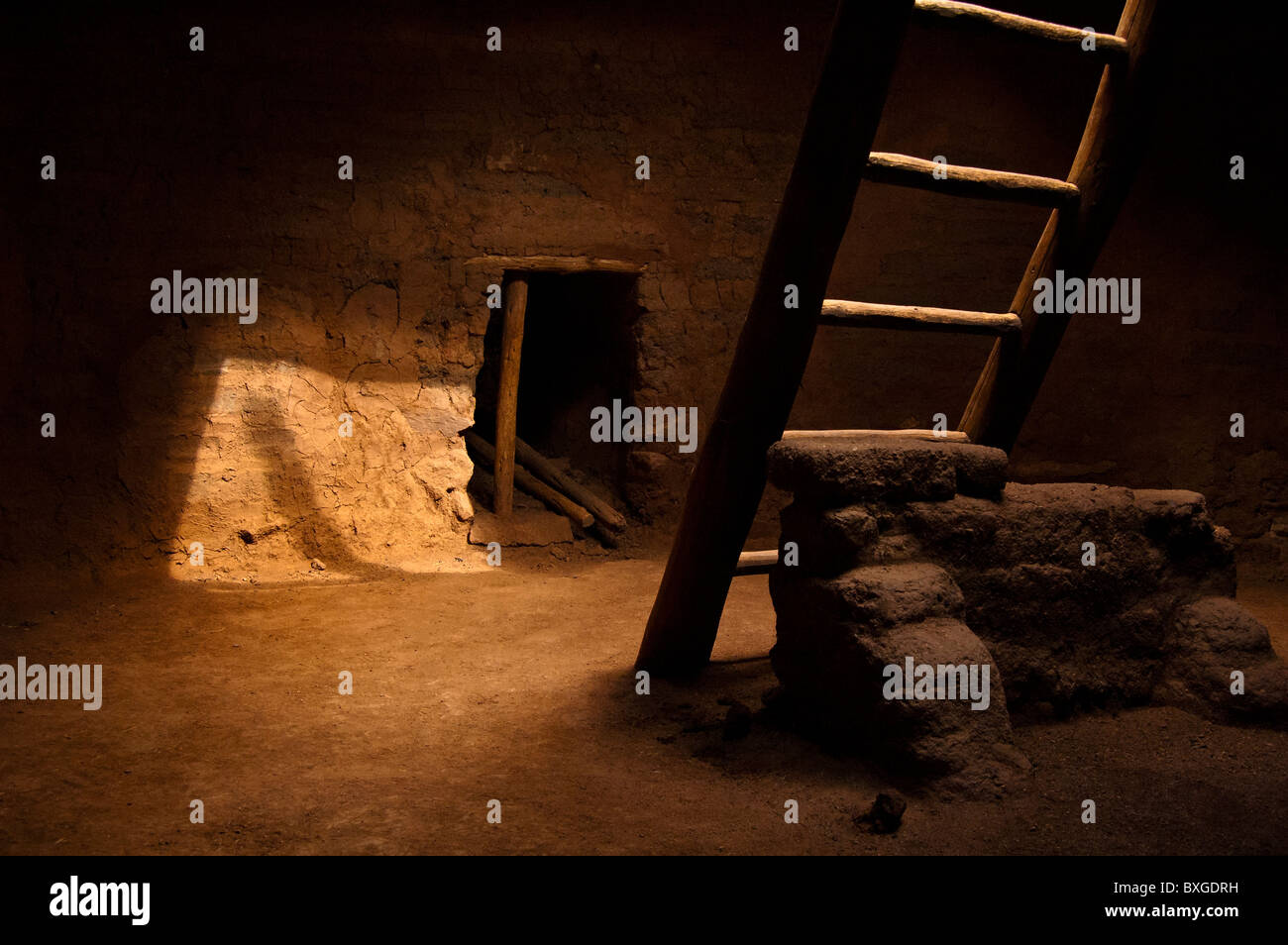 Interior of a kiva, Pecos National Monument, New Mexico, USA Stock Photo