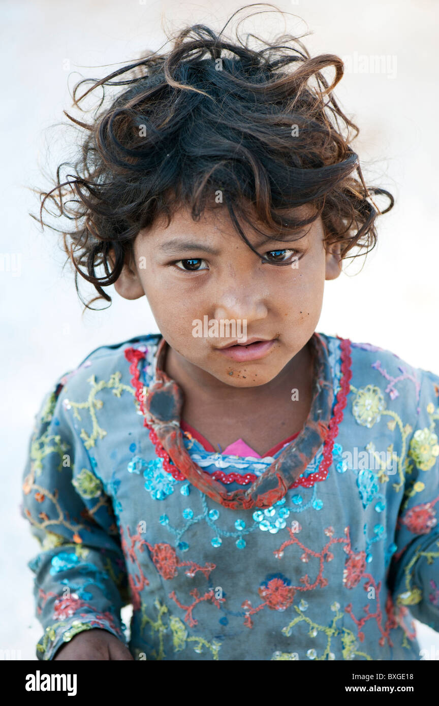 Gadia Lohar. Nomadic Rajasthan infant girl. India's wandering blacksmiths. India Stock Photo