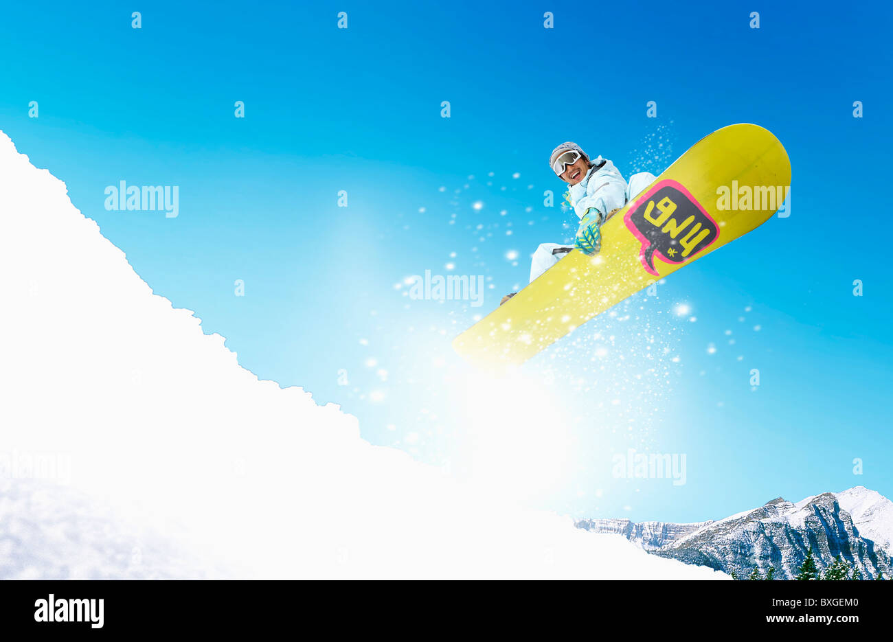 man is snow boarding Stock Photo