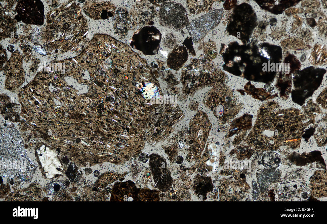 Volcanic dust from the Eyjafjallajökull volcano, microscope view in