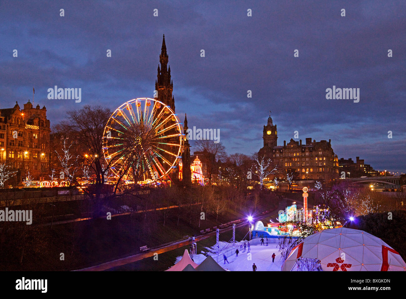 Christmas Celebrations in Princes Street Gardens, Edinburgh Stock Photo