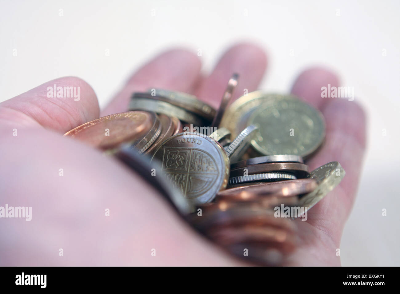 1 one pile of 1p coins hi-res stock photography and images - Alamy