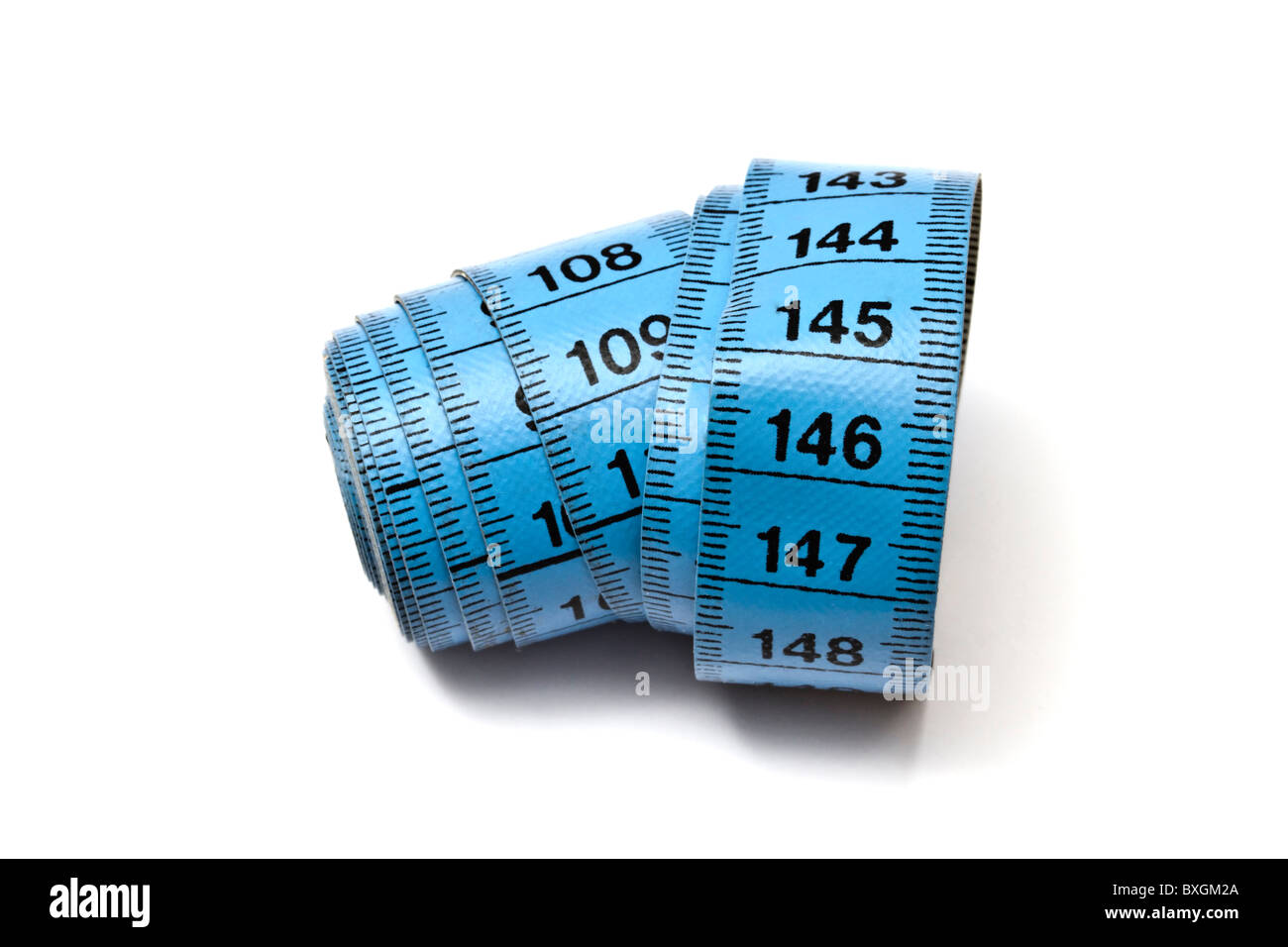 Blue tape measure isolated on white background Stock Photo Alamy