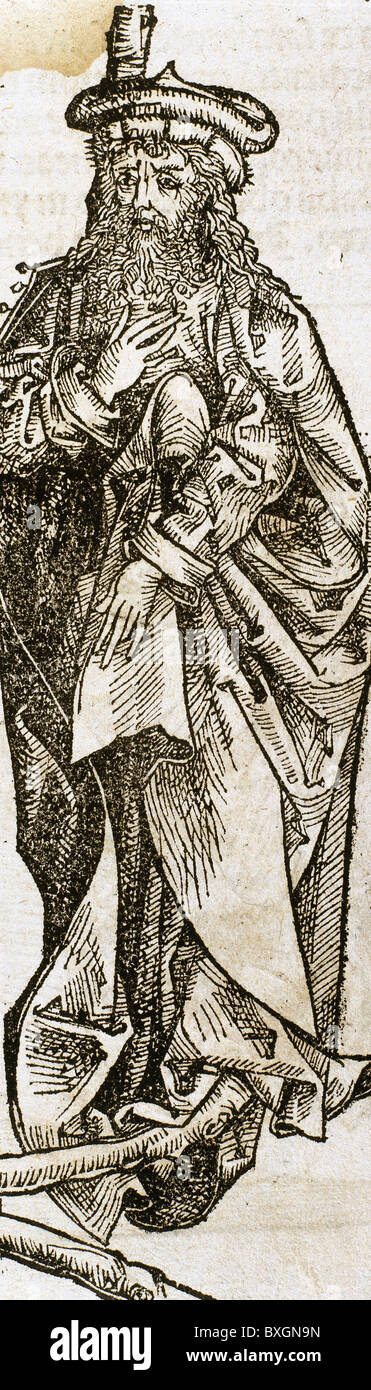 Abraham. Founding patriarch of the Israelites, Ishmaelites, Edomites, and the Midianites. Engraving. 16th century. Stock Photo