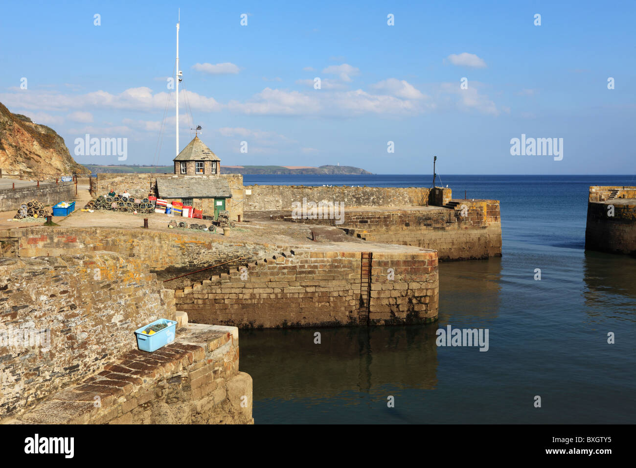 The outer harbour at Charlestown on Cornwall's south coast Stock Photo