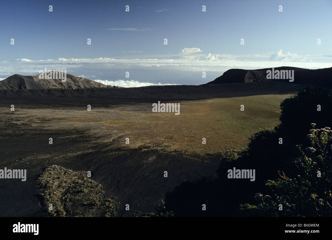 Costa Rica, Irazu, landscape, volcano, summit region, blue sky, clouds, badlands Stock Photo