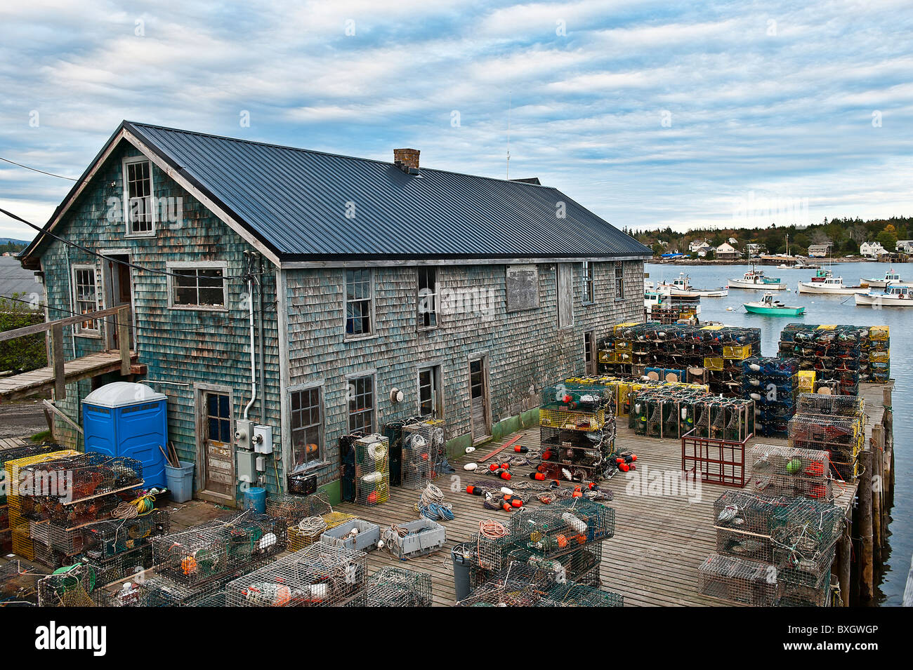 Lobstering company dock, Bernard, Maine, USA Stock Photo