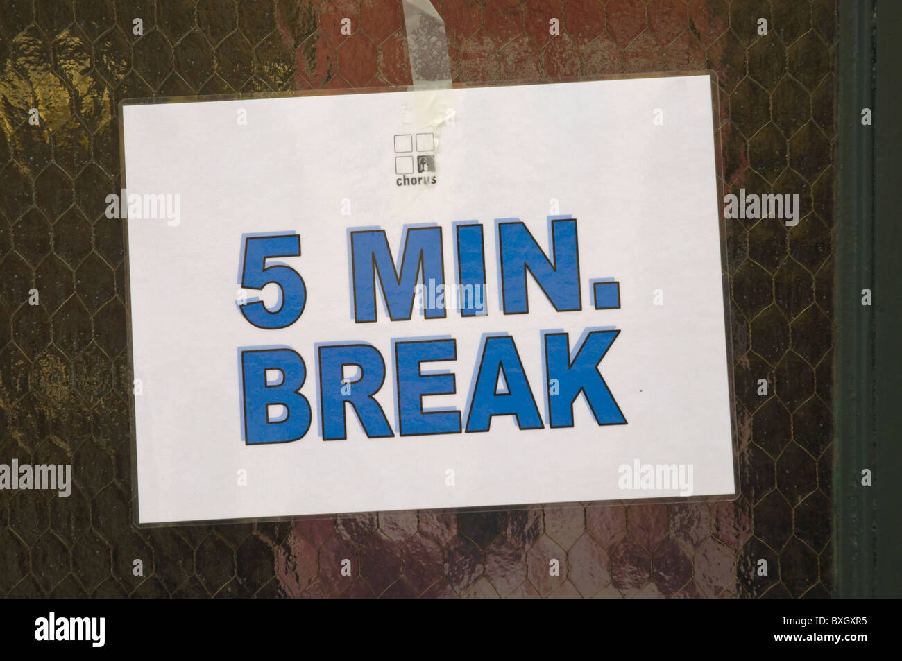 15 Minute Break Sign