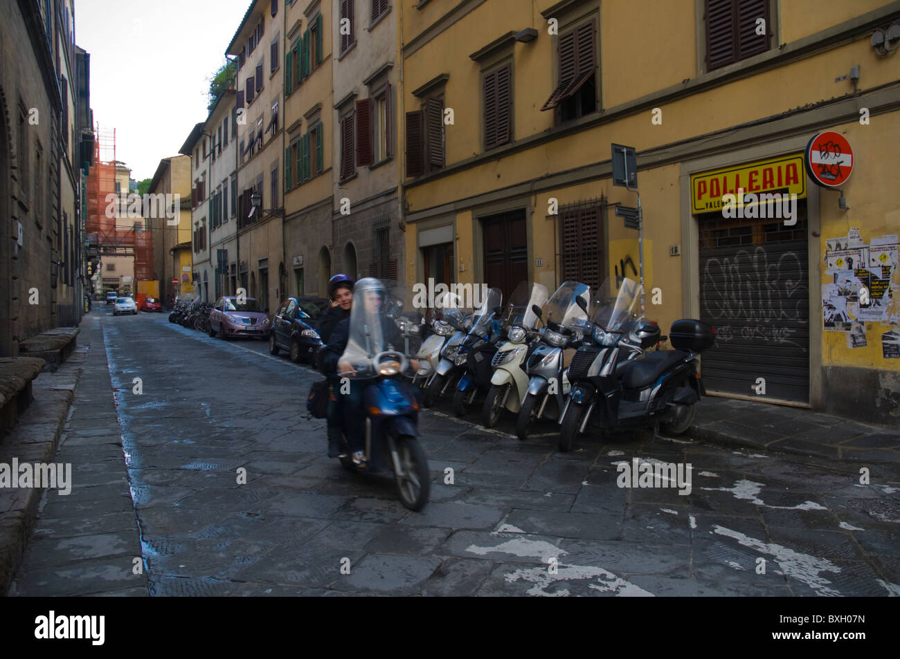 Scooter in Santo Spirito district central Florence (Firenze) Tuscany central Italy Europe Stock Photo