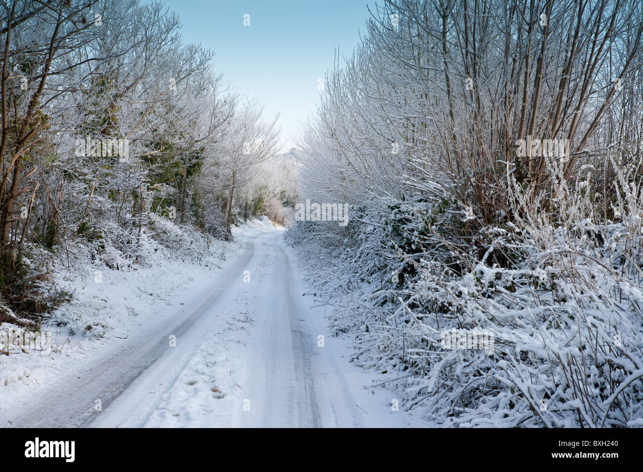 Snow on Irish roads, County Limerick, Ireland 2010 Stock Photo Alamy