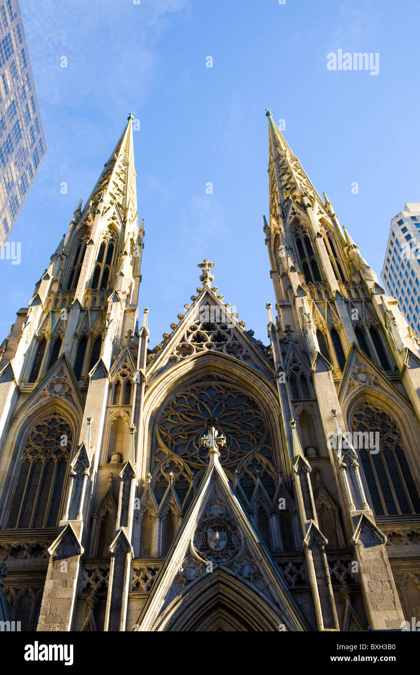 Spires of Saint Patrick's Cathedral, Manhattan, New York City Stock Photo