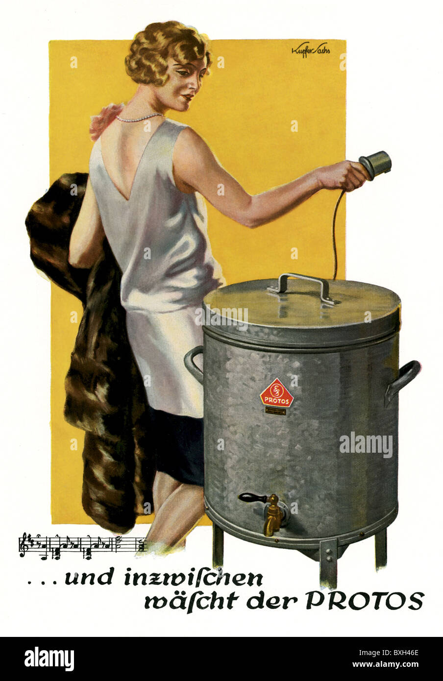 advertising, household applience, Siemens, automatic washing machine, Protos, Siemens & Halske, Germany, 1928, Additional-Rights-Clearences-Not Available Stock Photo