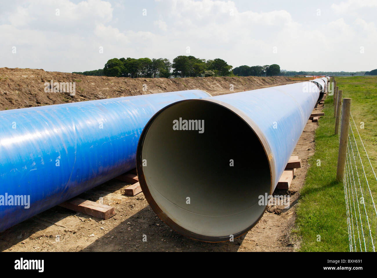 Preparation of pipes to be laid under the Wanstead Flats for a water
