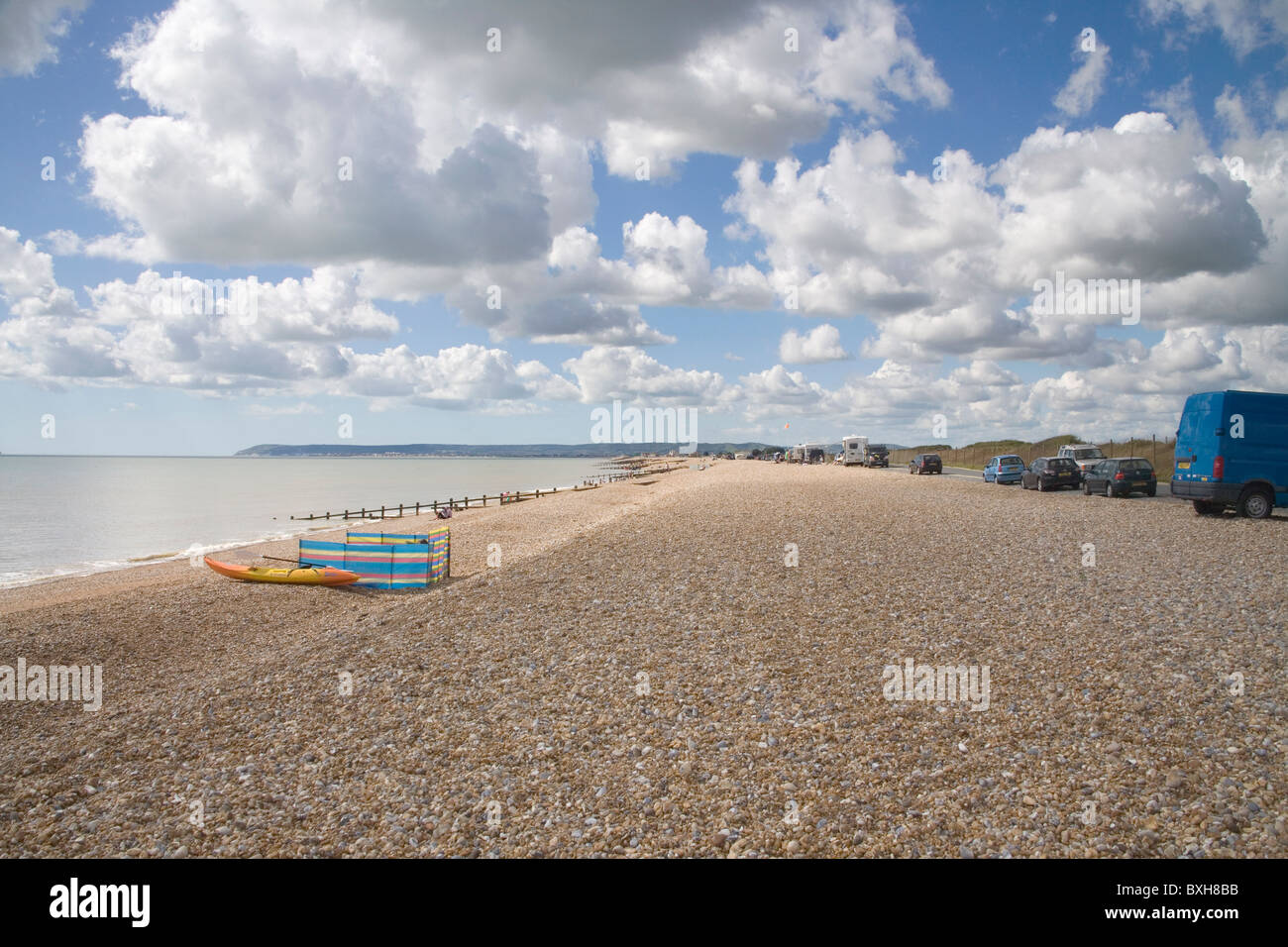 clouds over Normans bay, east sussex Stock Photo