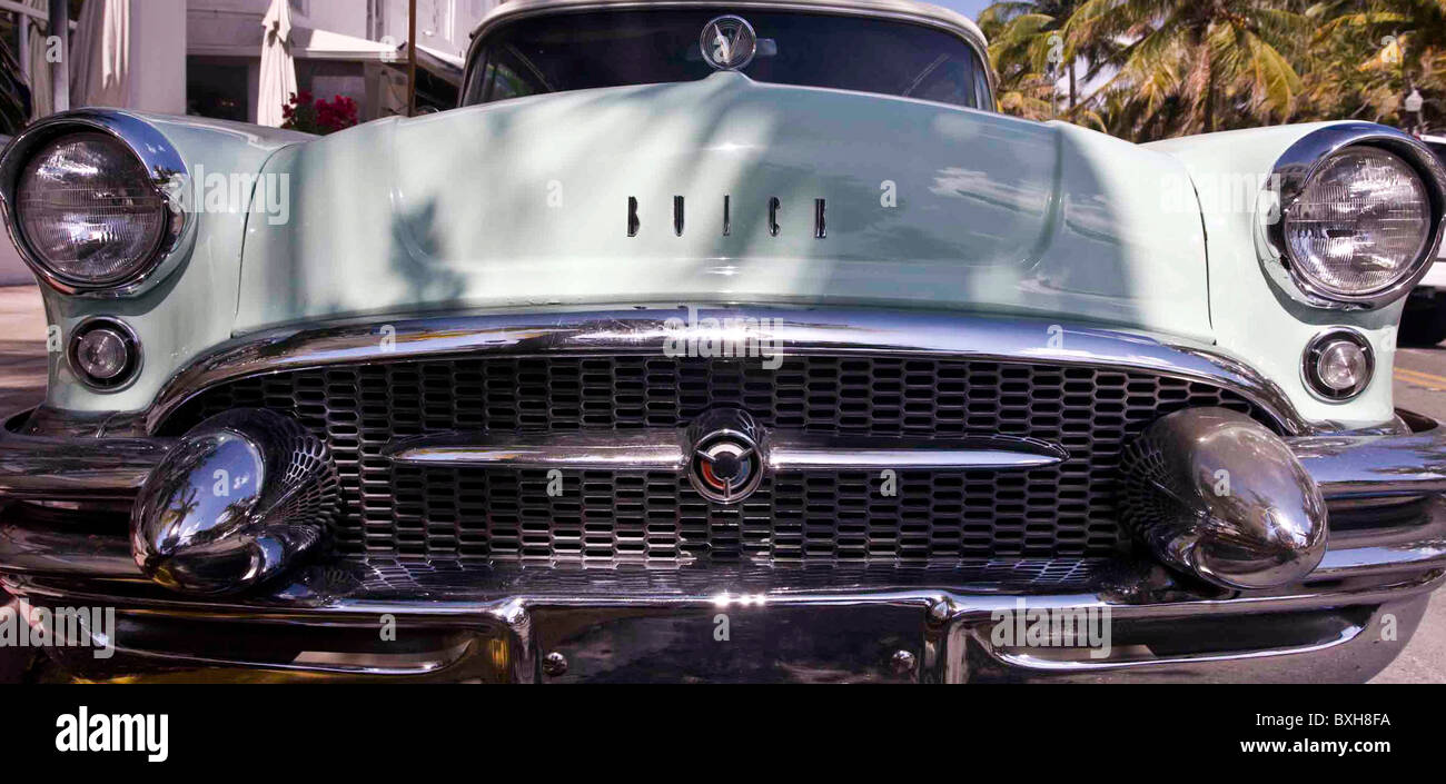 Classic Buick 1955 Special Convertible automobile in Ocean Drive, South Beach, Miami, Florida Stock Photo