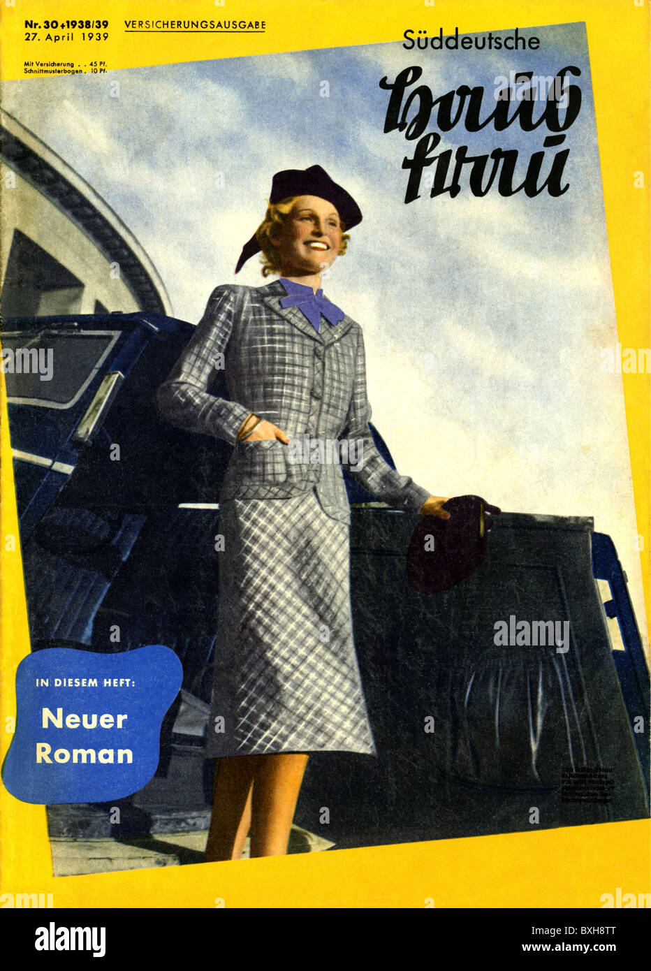 fashion, 1930s, ladie's fashion, cover of fashion magazine 'Sueddeutsche Hausfrau', Germany, April 1939, Additional-Rights-Clearences-Not Available Stock Photo
