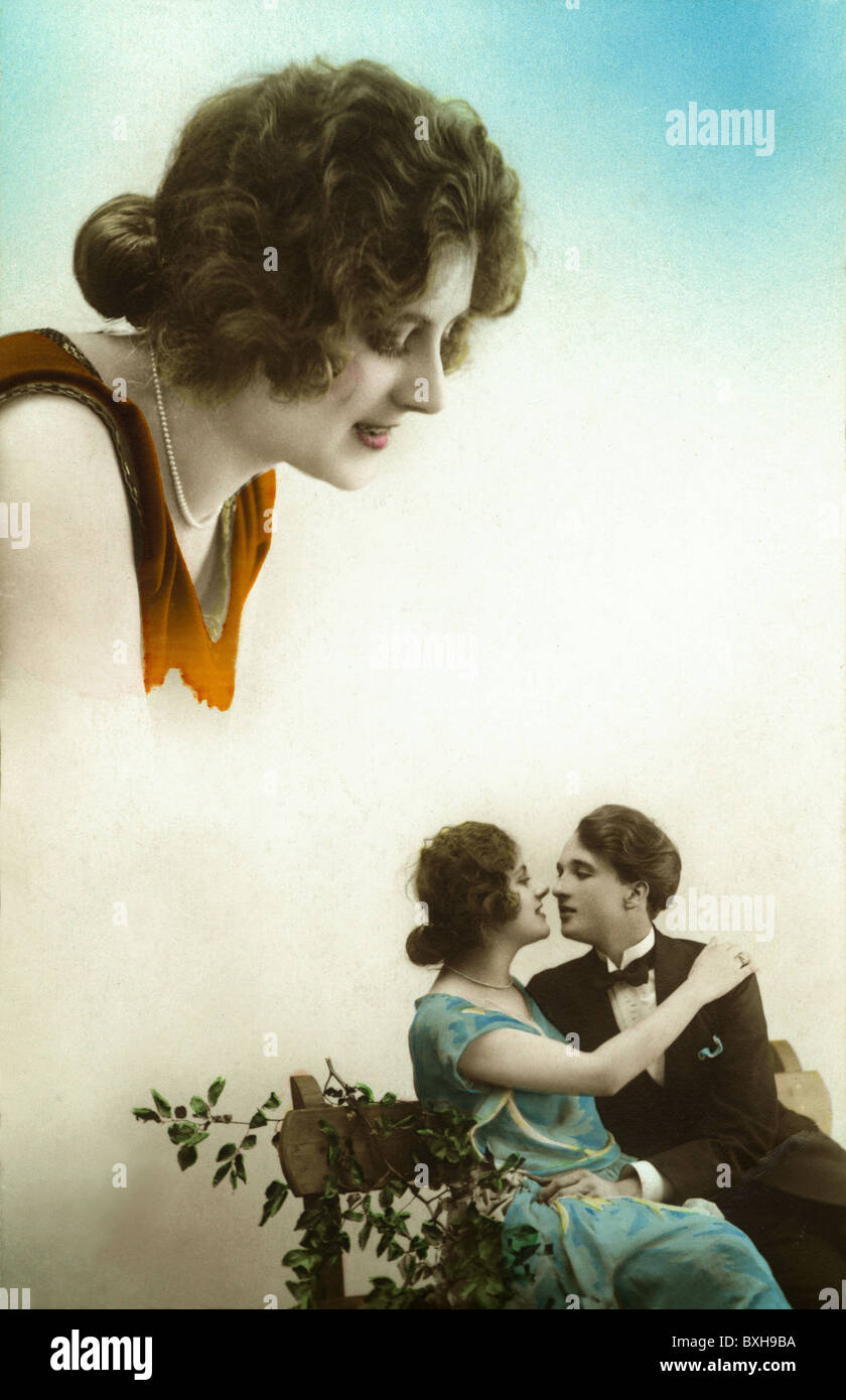 poeple, couples, love couple, France, circa 1923, Additional-Rights-Clearences-Not Available Stock Photo