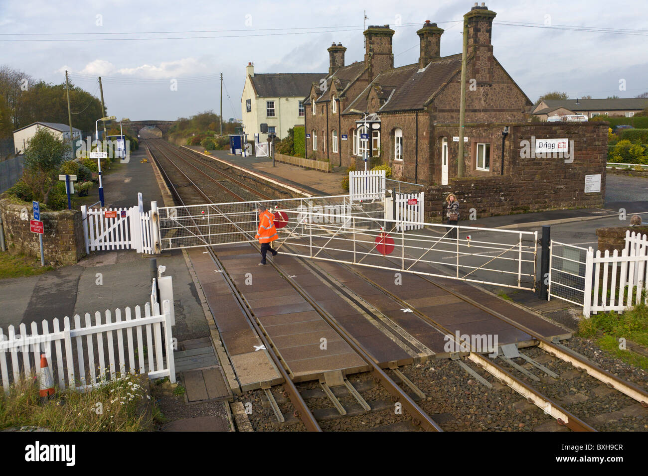 Manned level crossing, Drigg, Cumbria, England Stock Photo