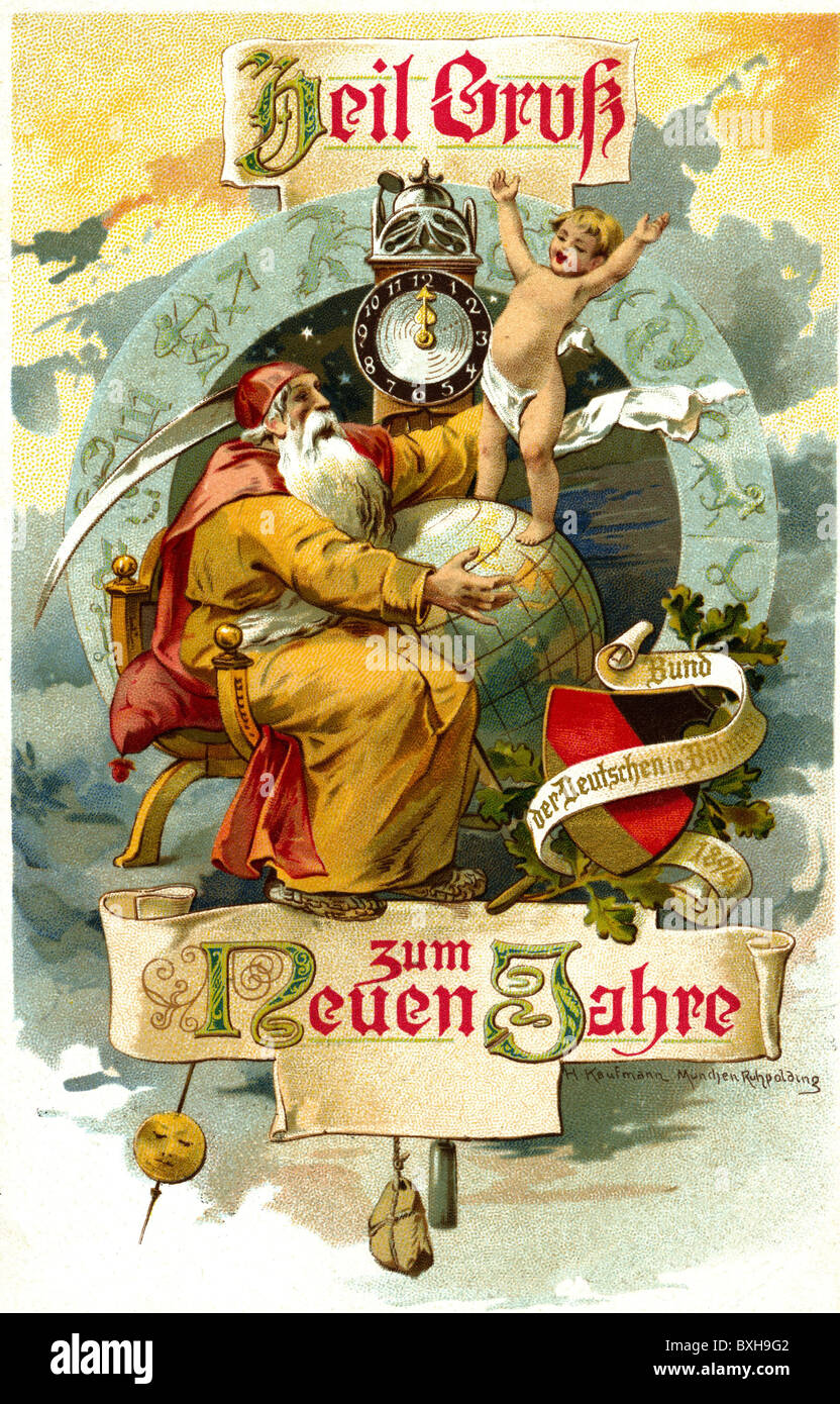 kitsch / souvenir, greetings card, Happy New Year, picture postcard