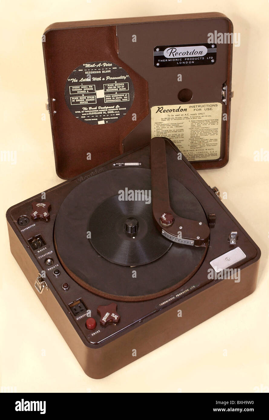 technics, record player, one of the first dictaphones, Recordon, made in  England, 1935, Additional-Rights-Clearences-Not Available Stock Photo -  Alamy