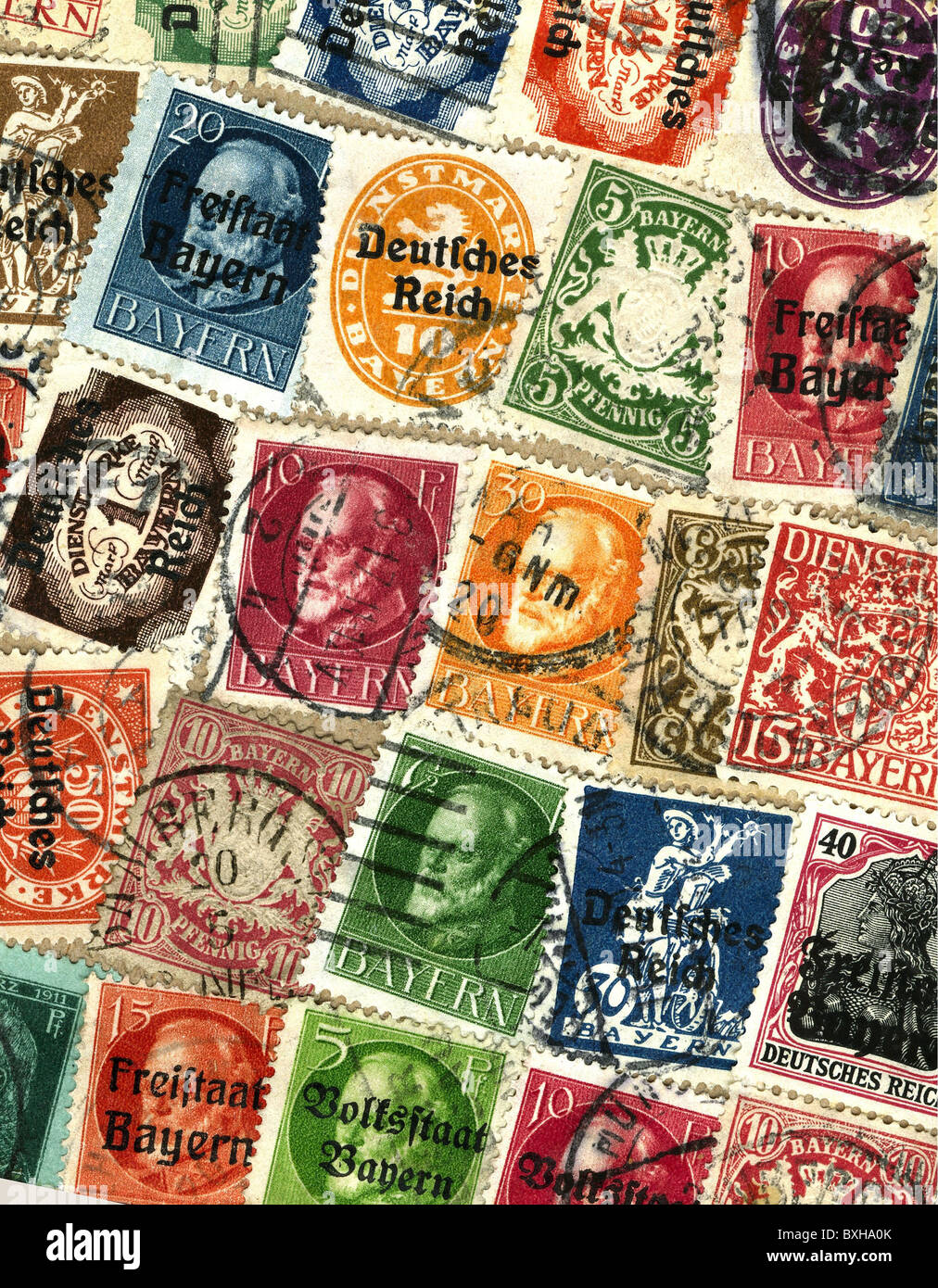 mail / post, postage stamps, Bavarian stamps, Bavaria, Germany, 1912 to 1920, Additional-Rights-Clearences-Not Available Stock Photo