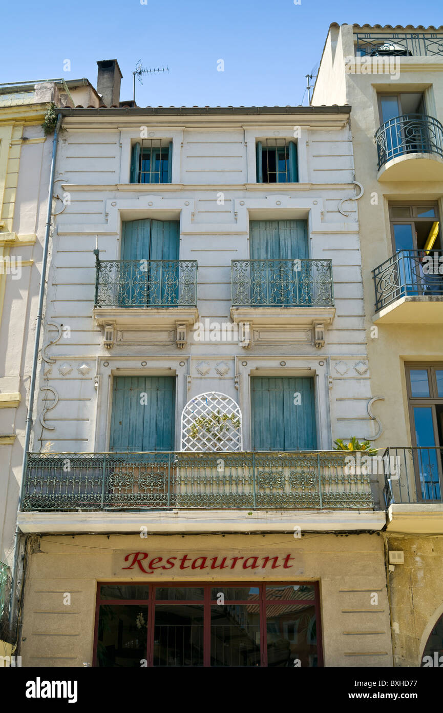Restaurant and Apartments in Narbonne France Stock Photo - Alamy