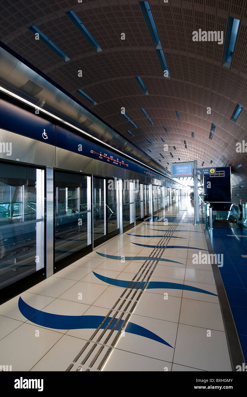 A Metro station in Dubai Stock Photo