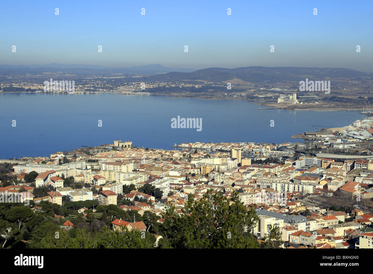 Sete city and the Pond of Thau, Languedoc, France Stock Photo