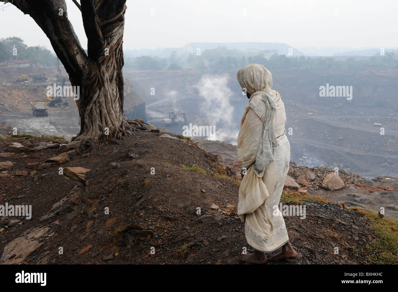 India Jharkhand Jharia , burning opencast coal mines of BCCL Bharat coking coal Ltd. Stock Photo