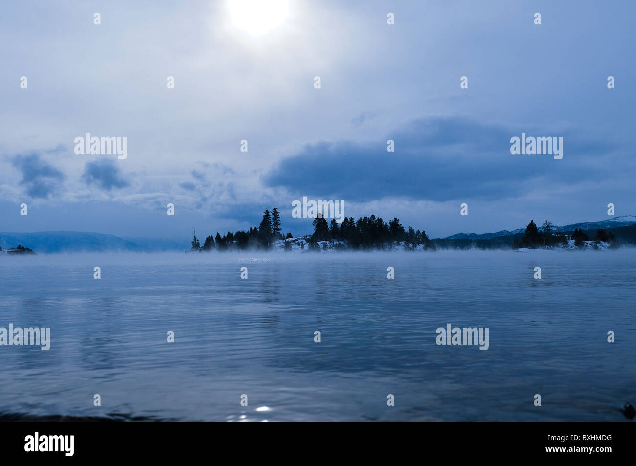 Flathead Lake in Winter - Somers Montana Stock Photo