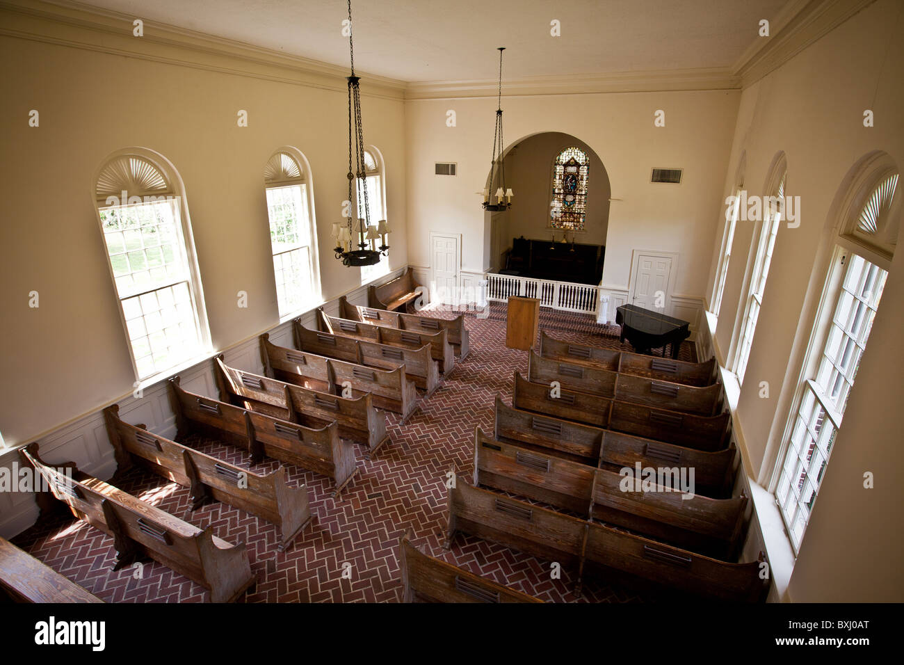Interior Whitefield Chapel at the Bethesda School for Boys Savannah, Georgia, USA. Stock Photo