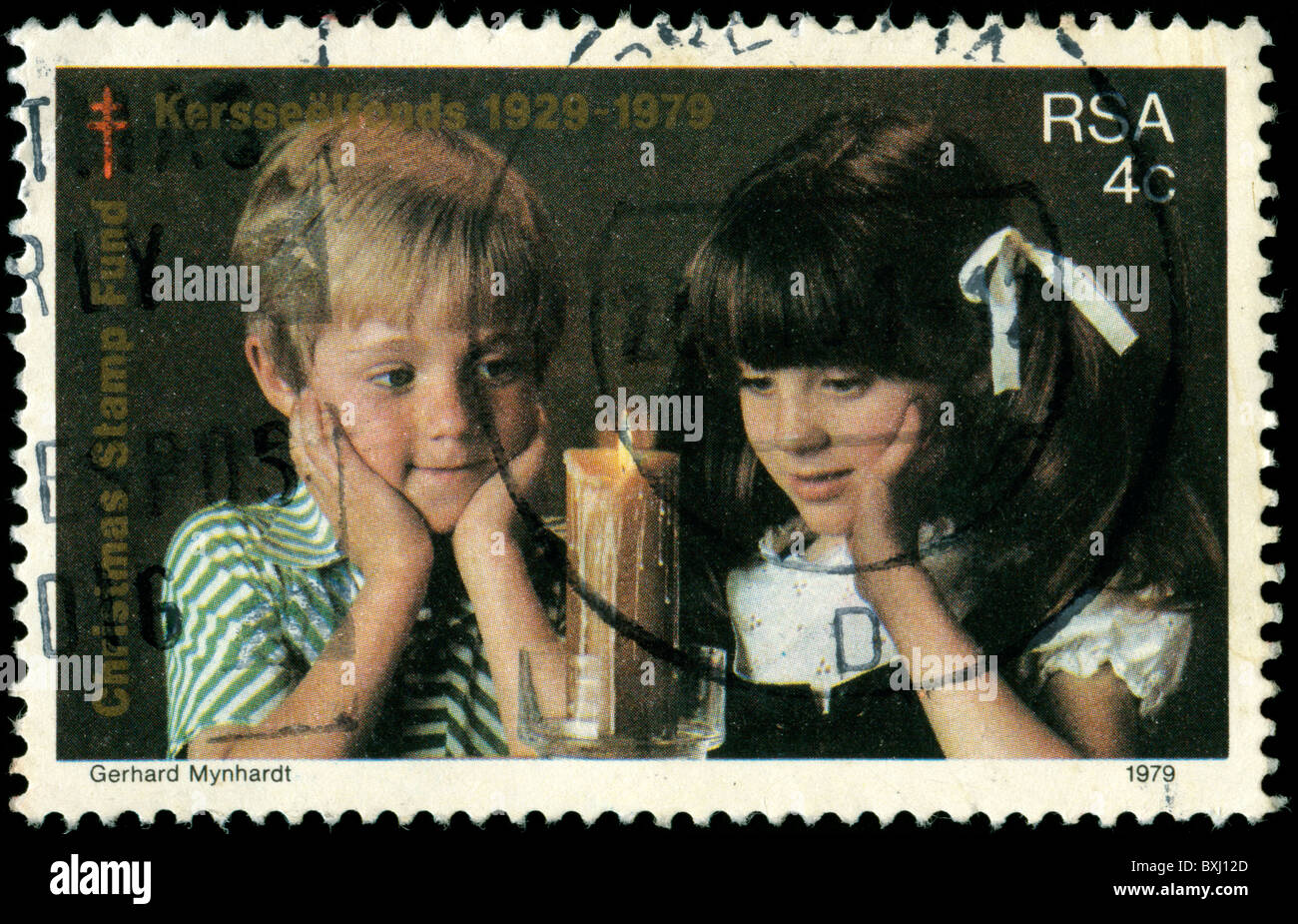 Commemorating 50th Anniversary of Christmas Stamp Fund stamp. Stock Photo