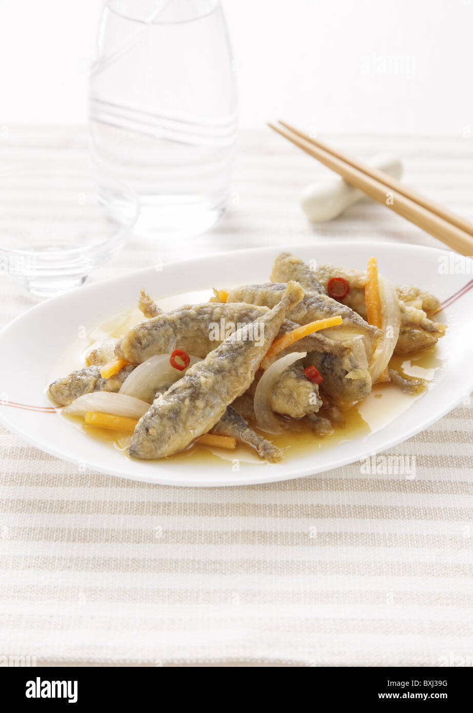 Deep fried horse mackerels in sweet and peppery sauce Stock Photo Alamy