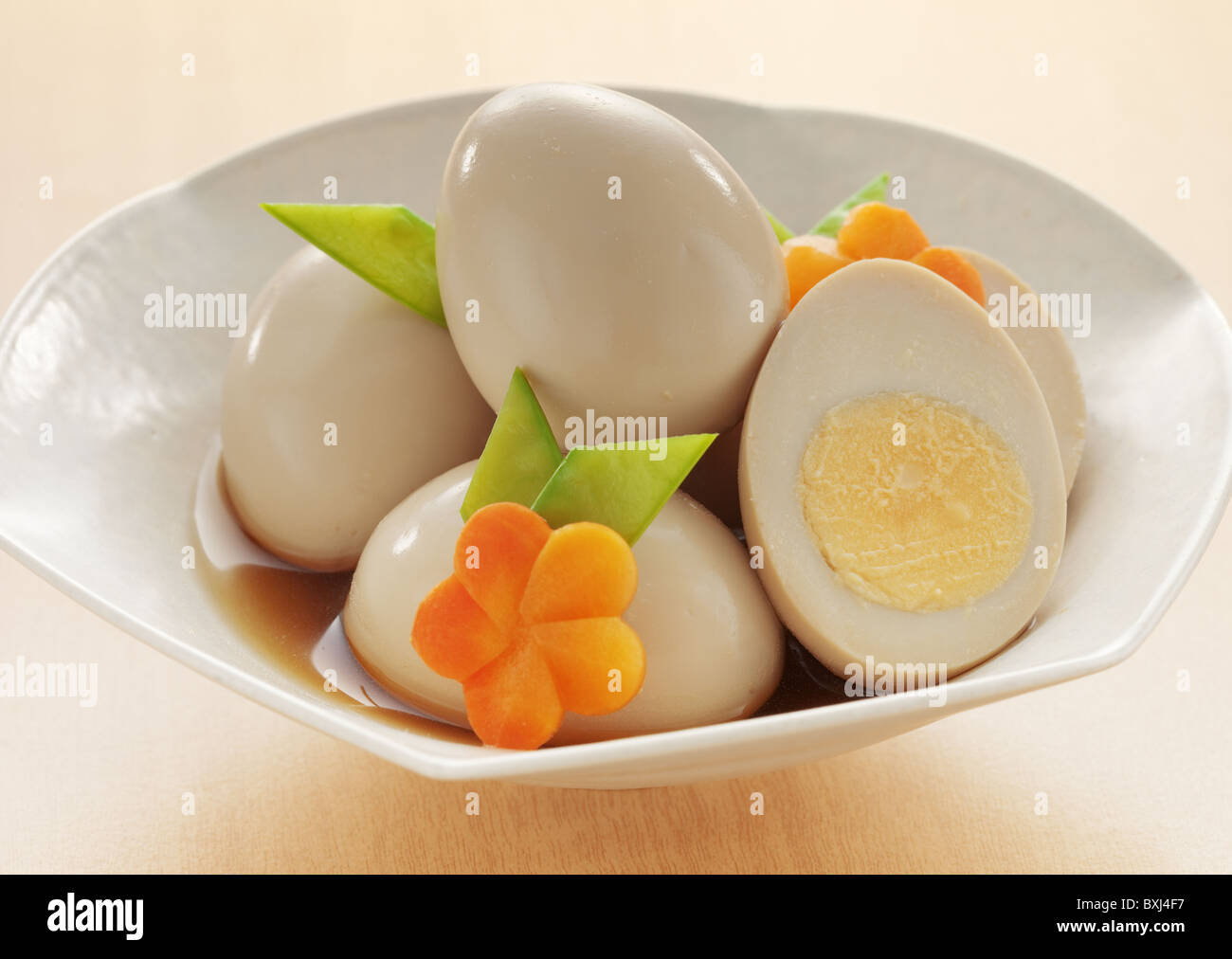 Boiled eggs simmered in soy sauce Stock Photo Alamy