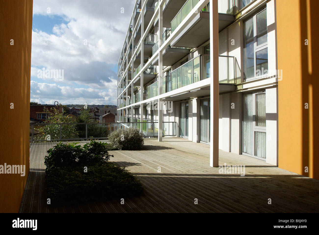 Decking at the New River Village development North London UK Stock Photo Alamy