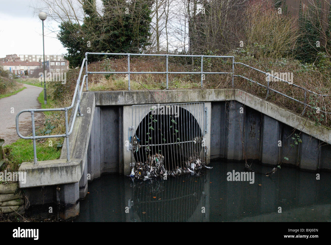 Entry hole to Underground Sewage and water drainage Norwich UK Stock