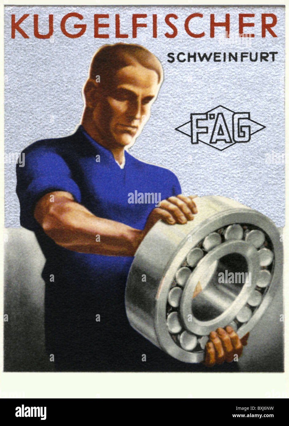 industry, companies, FAG Kugelfischer company, advertising card, Schweinfurt, Bavaria, Germany, 1930, Additional-Rights-Clearences-Not Available Stock Photo