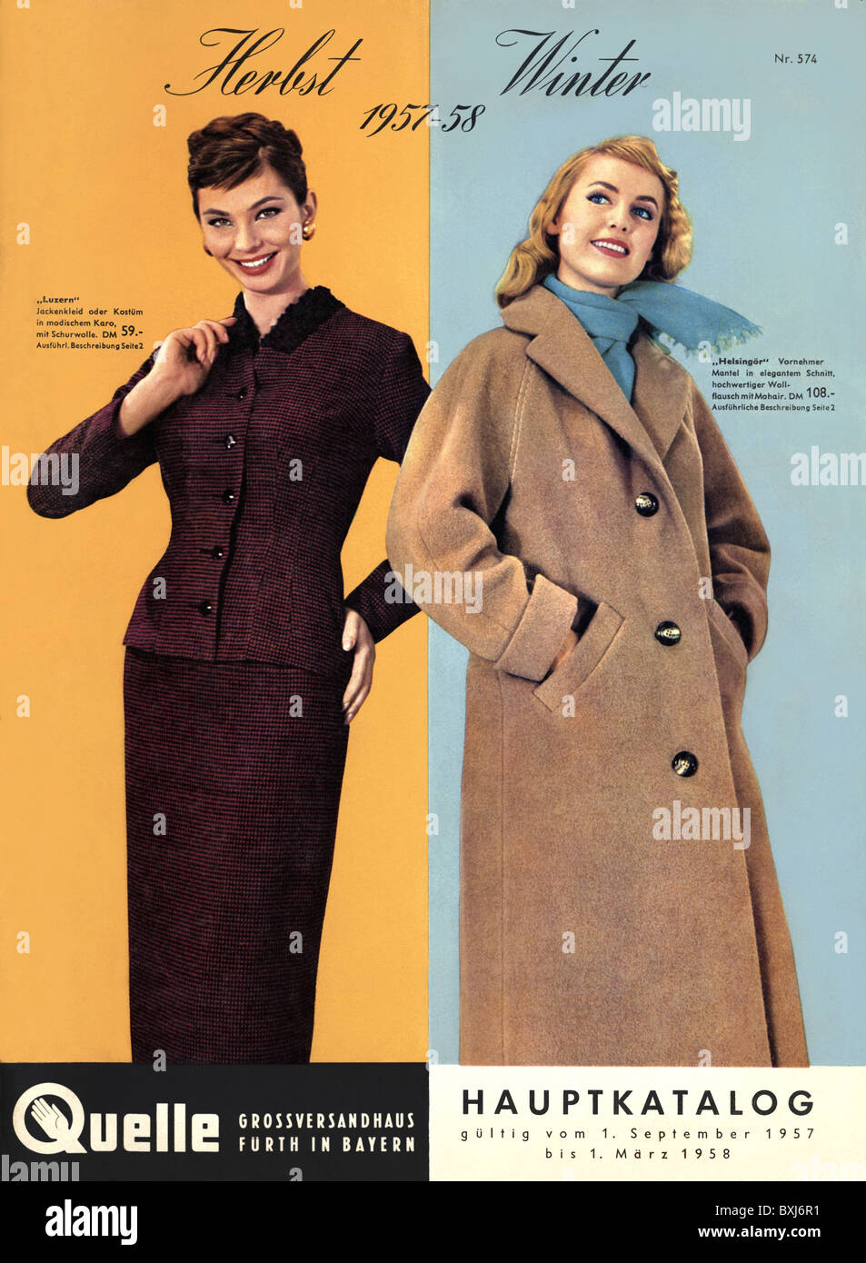 fashion, 1950s, catalogue fashion, Quelle catalogue, autumn / winter  edition, 1957 / 1958, Additional-Rights-Clearences-Not Available Stock  Photo - Alamy